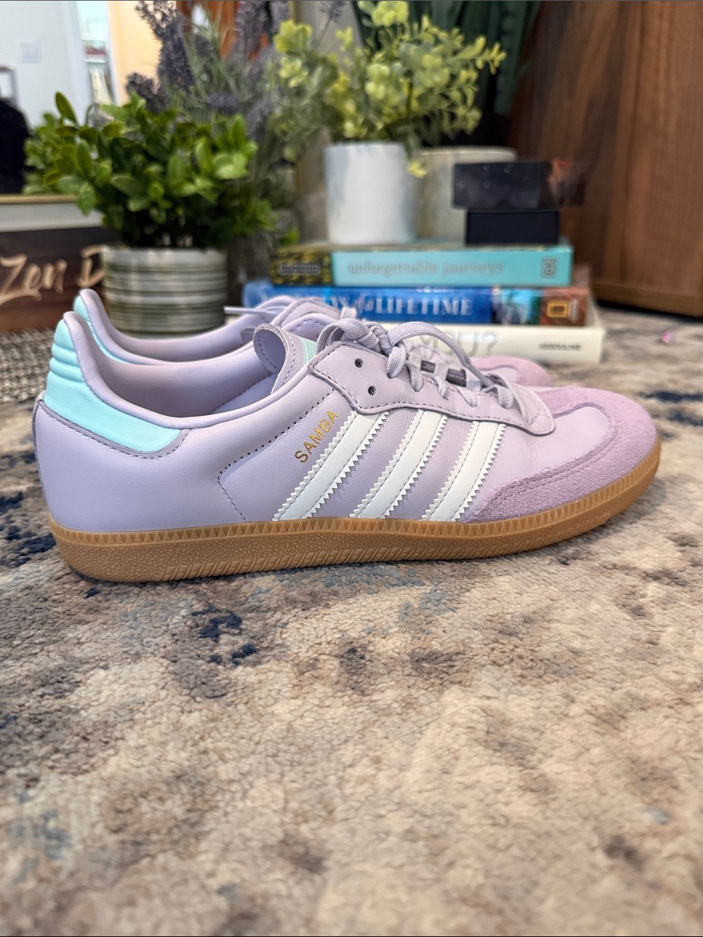 LIKE NEW: Adidas Lavender/Turquoise Samba OG Women's Sneakers - Picture 5 of 6